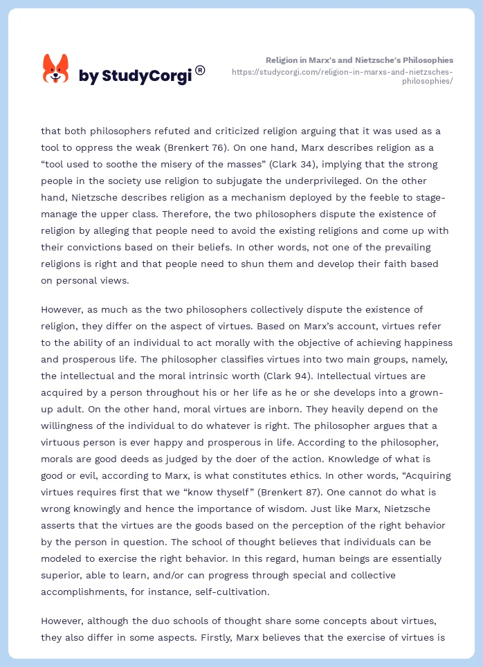 Religion in Marx's and Nietzsche's Philosophies. Page 2