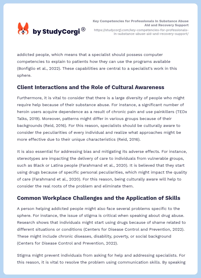 Key Competencies for Professionals in Substance Abuse Aid and Recovery Support. Page 2