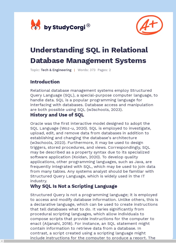 Understanding SQL in Relational Database Management Systems. Page 1