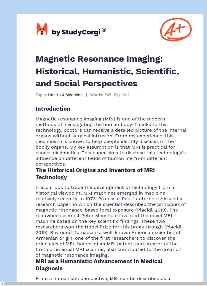 Magnetic Resonance Imaging: Historical, Humanistic, Scientific, and Social Perspectives. Page 1