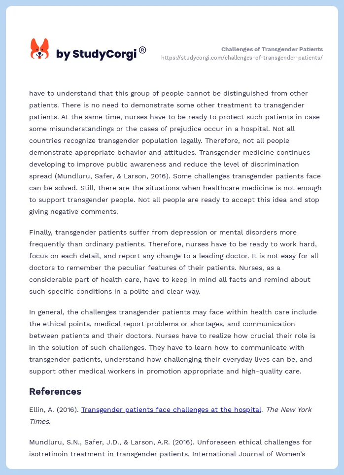 Challenges of Transgender Patients. Page 2