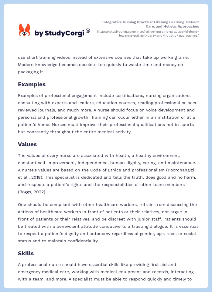 Integrative Nursing Practice: Lifelong Learning, Patient Care, and Holistic Approaches. Page 2