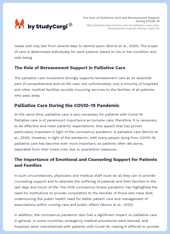 The Role of Palliative Care and Bereavement Support During COVID-19. Page 2