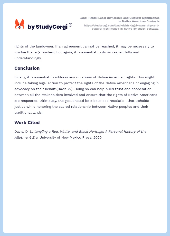 Land Rights: Legal Ownership and Cultural Significance in Native American Contexts. Page 2