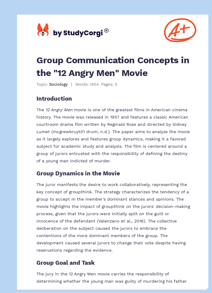 Group Communication Concepts in the "12 Angry Men" Movie. Page 1