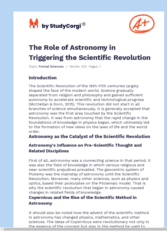 The Role of Astronomy in Triggering the Scientific Revolution. Page 1