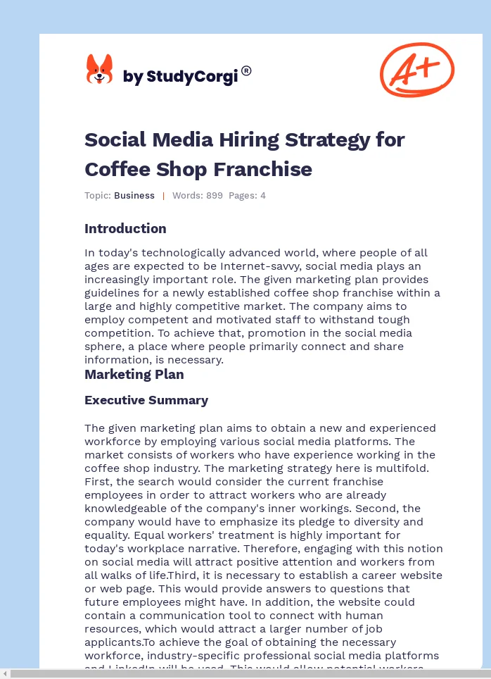Social Media Hiring Strategy for Coffee Shop Franchise. Page 1