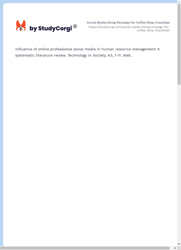 Social Media Hiring Strategy for Coffee Shop Franchise. Page 2