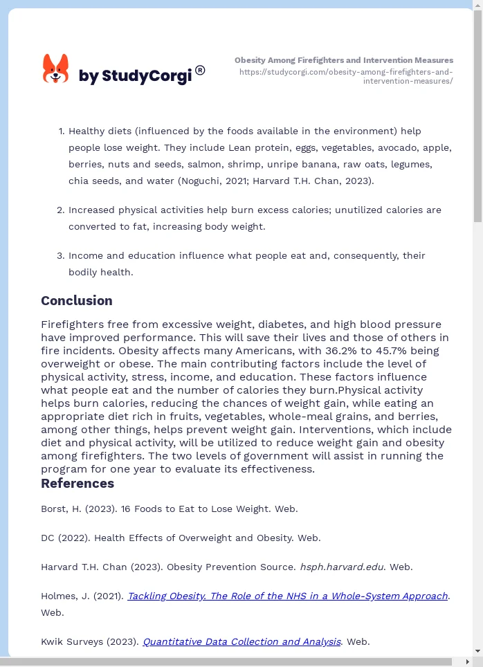 Obesity Among Firefighters and Intervention Measures. Page 2