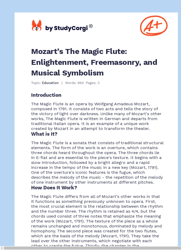 Mozart’s The Magic Flute: Enlightenment, Freemasonry, and Musical Symbolism. Page 1
