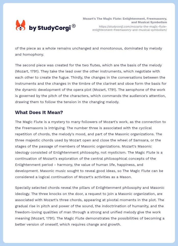 Mozart’s The Magic Flute: Enlightenment, Freemasonry, and Musical Symbolism. Page 2