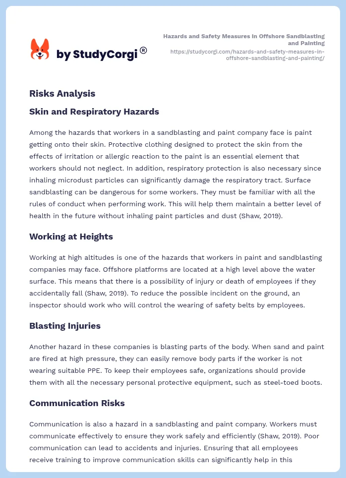 Hazards and Safety Measures in Offshore Sandblasting and Painting. Page 2