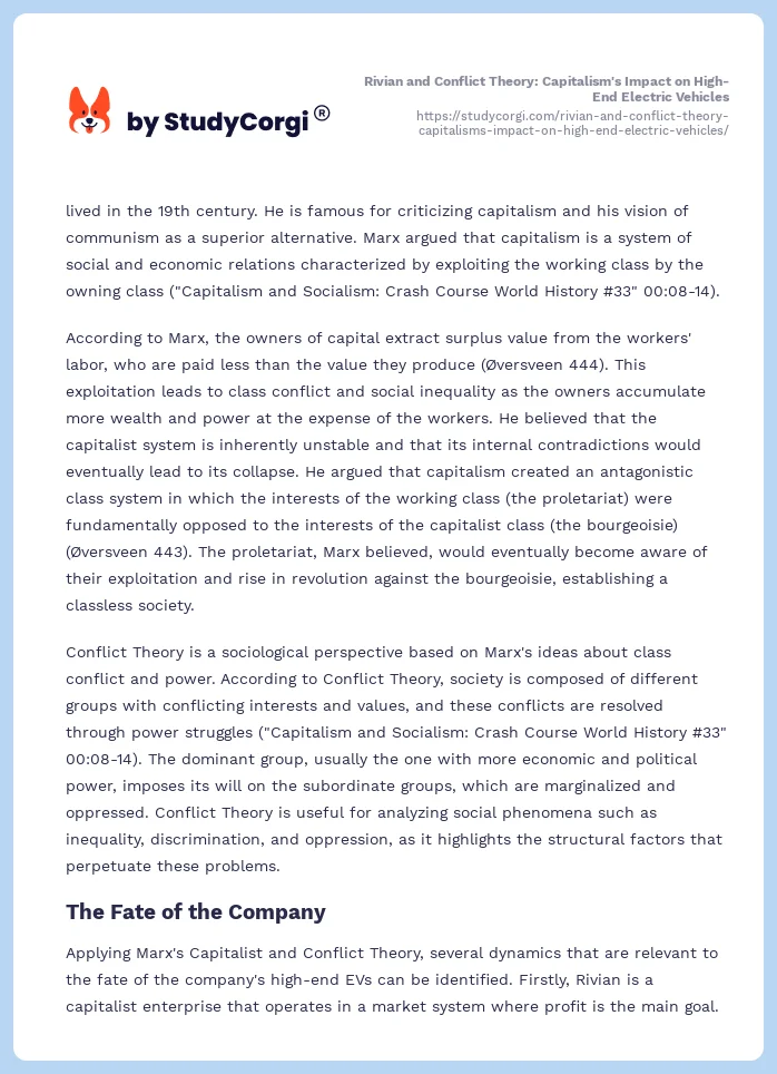 Rivian and Conflict Theory: Capitalism's Impact on High-End Electric Vehicles. Page 2