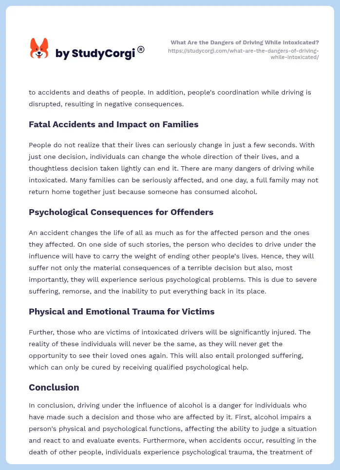 What Are the Dangers of Driving While Intoxicated?. Page 2