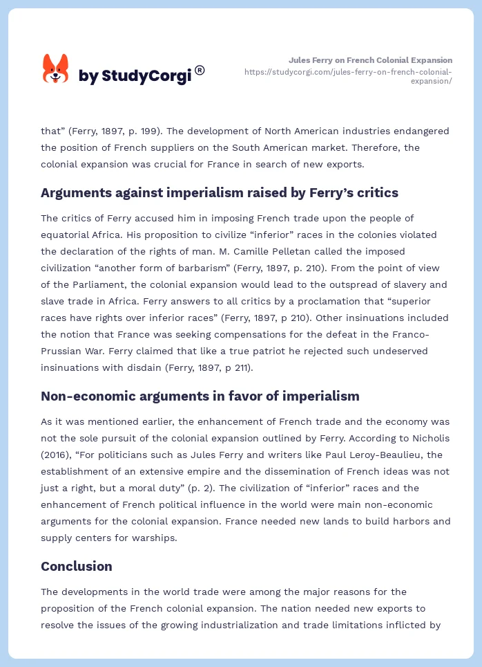 Jules Ferry on French Colonial Expansion. Page 2