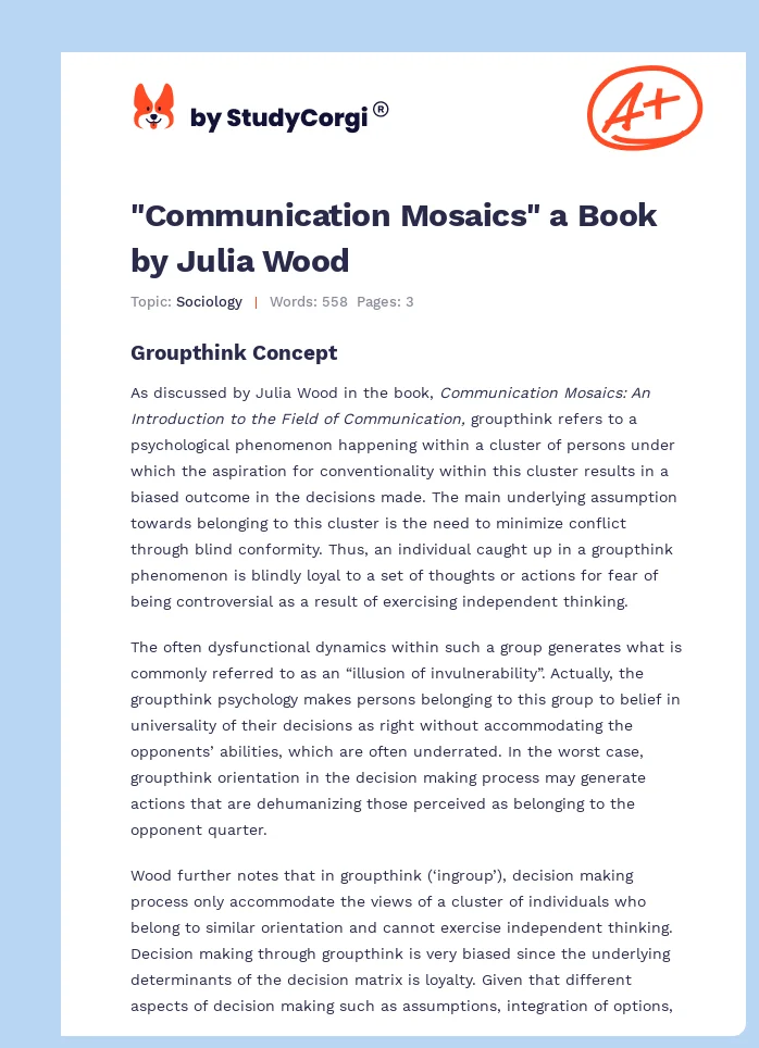 "Communication Mosaics" a Book by Julia Wood. Page 1