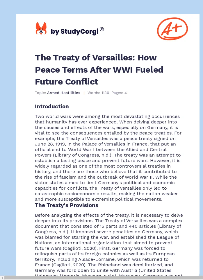 The Treaty of Versailles: How Peace Terms After WWI Fueled Future Conflict. Page 1
