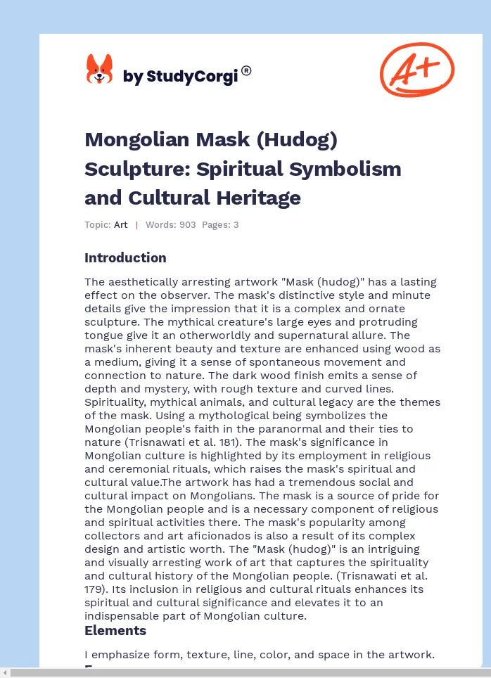 Mongolian Mask (Hudog) Sculpture: Spiritual Symbolism and Cultural Heritage. Page 1