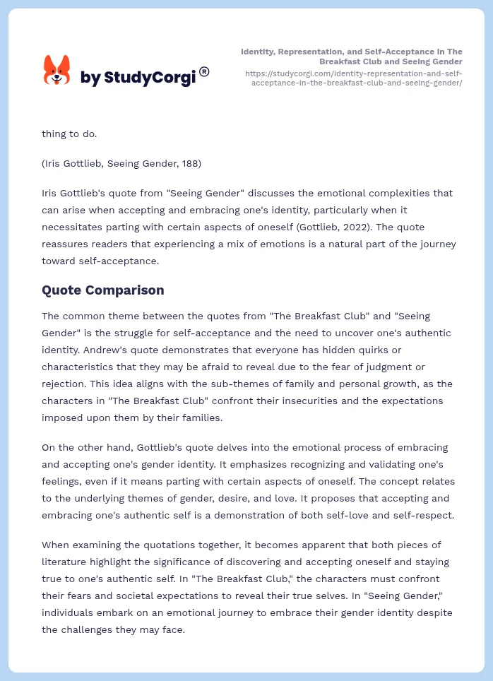 Identity, Representation, and Self-Acceptance in The Breakfast Club and Seeing Gender. Page 2