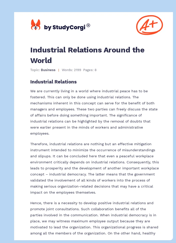 Industrial Relations Around the World. Page 1