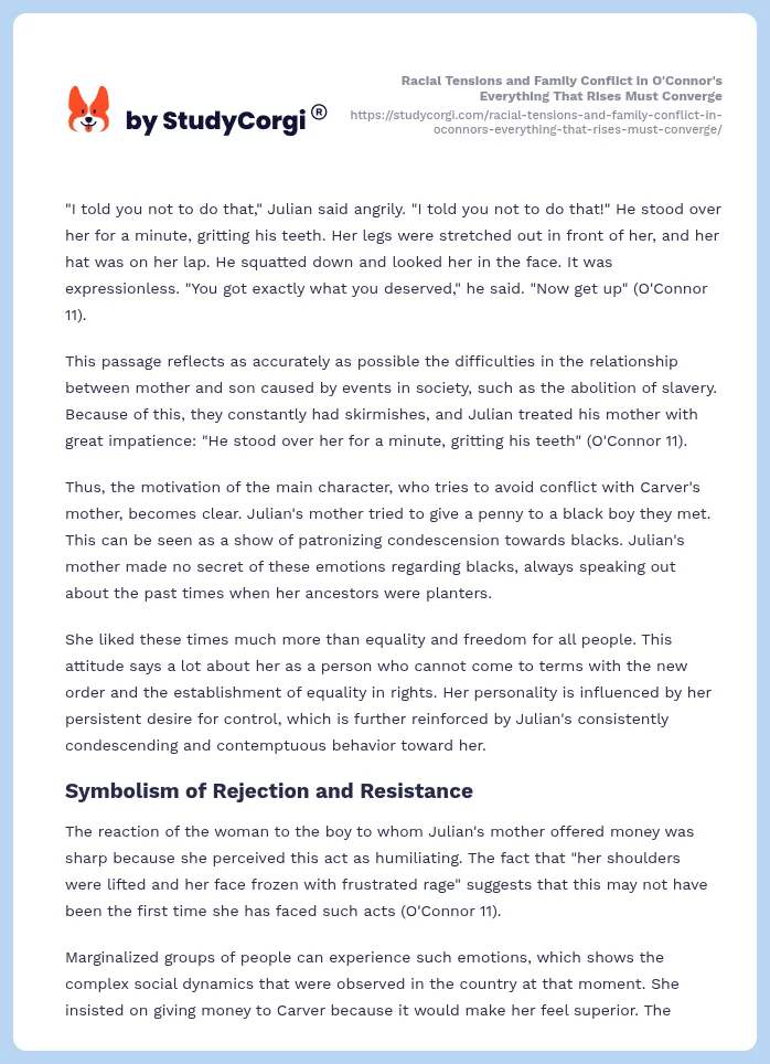 Racial Tensions and Family Conflict in O'Connor's Everything That Rises Must Converge. Page 2