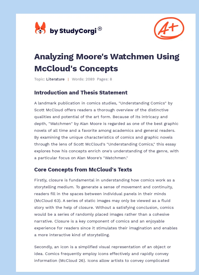 Analyzing Moore's Watchmen Using McCloud's Concepts. Page 1