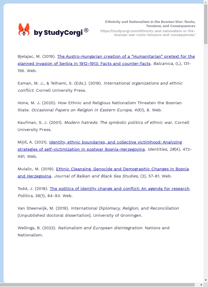 Ethnicity and Nationalism in the Bosnian War: Roots, Tensions, and Consequences. Page 2