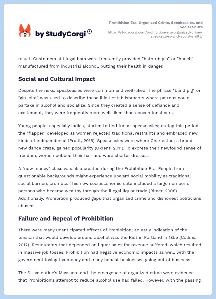 Prohibition Era: Organized Crime, Speakeasies, and Social Shifts. Page 2