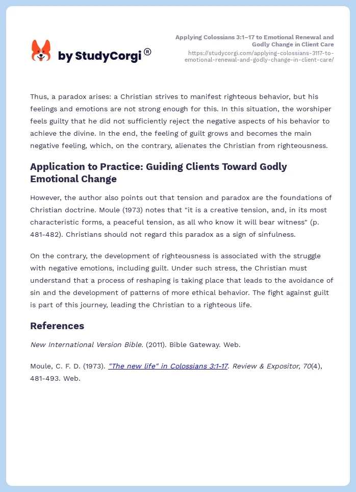 Applying Colossians 3:1–17 to Emotional Renewal and Godly Change in Client Care. Page 2