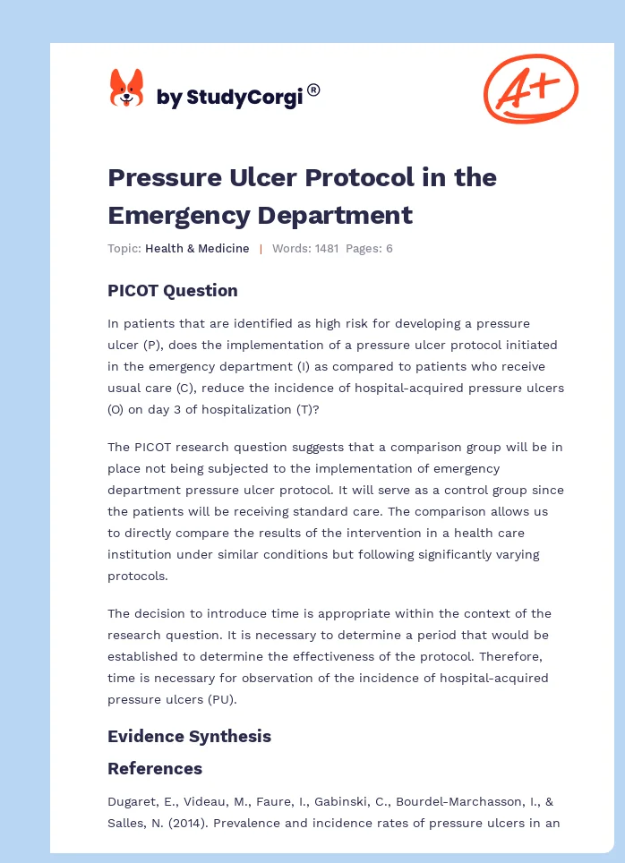 Pressure Ulcer Protocol in the Emergency Department. Page 1
