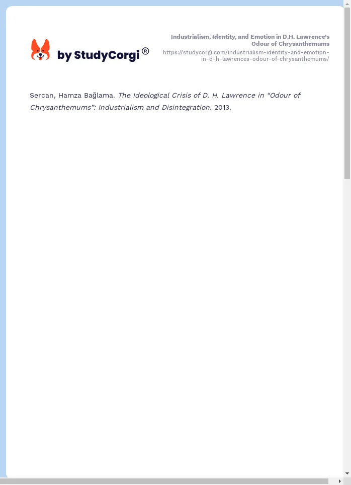 Industrialism, Identity, and Emotion in D.H. Lawrence’s Odour of Chrysanthemums. Page 2
