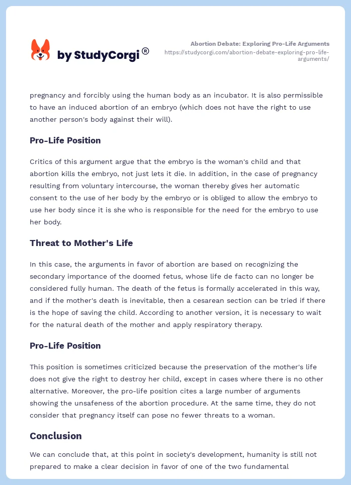 Abortion Debate: Exploring Pro-Life Arguments. Page 2