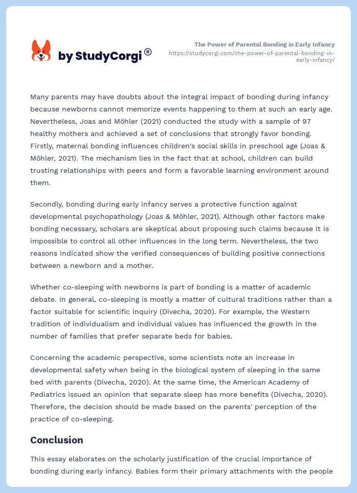 The Power of Parental Bonding in Early Infancy. Page 2