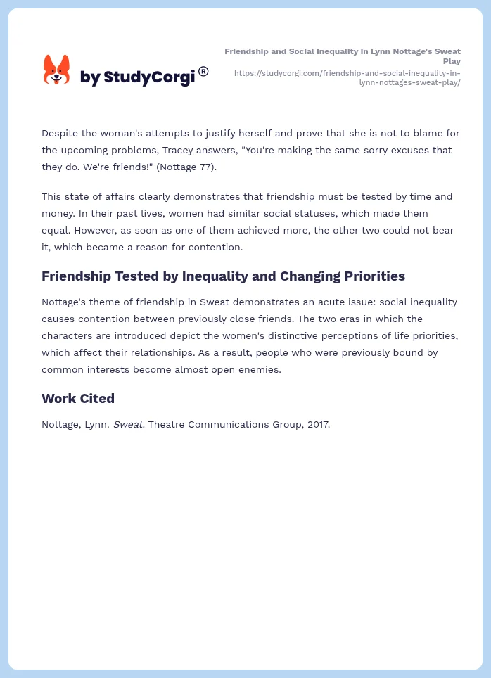 Friendship and Social Inequality in Lynn Nottage's Sweat Play. Page 2