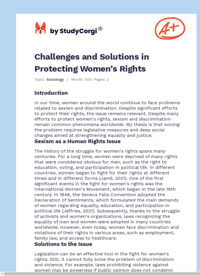 Challenges and Solutions in Protecting Women’s Rights. Page 1