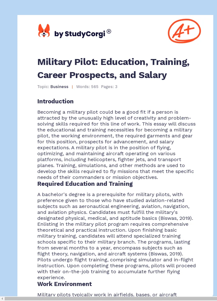 Military Pilot: Education, Training, Career Prospects, and Salary. Page 1