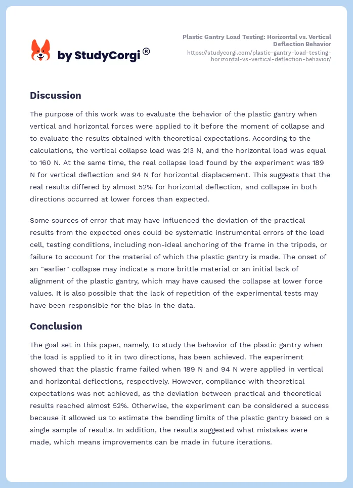Plastic Gantry Load Testing: Horizontal vs. Vertical Deflection Behavior. Page 2
