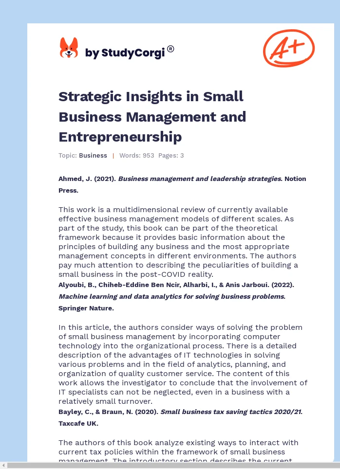 Strategic Insights in Small Business Management and Entrepreneurship. Page 1