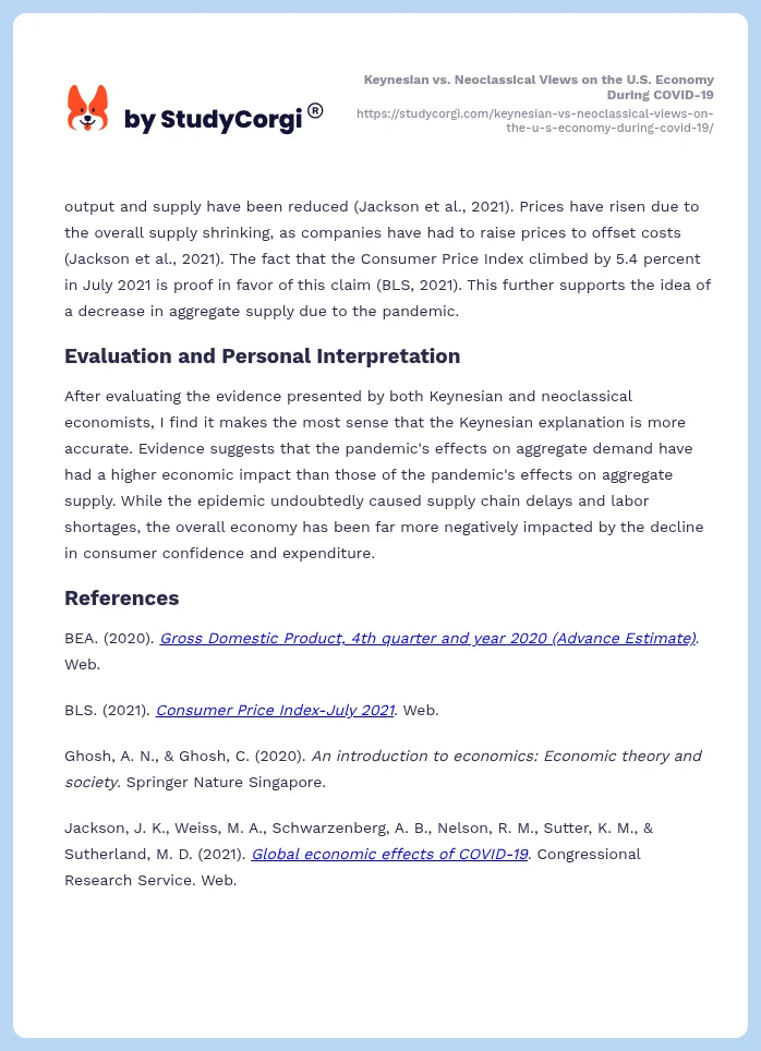 Keynesian vs. Neoclassical Views on the U.S. Economy During COVID-19. Page 2