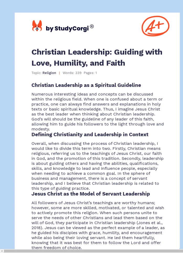 Christian Leadership: Guiding with Love, Humility, and Faith. Page 1