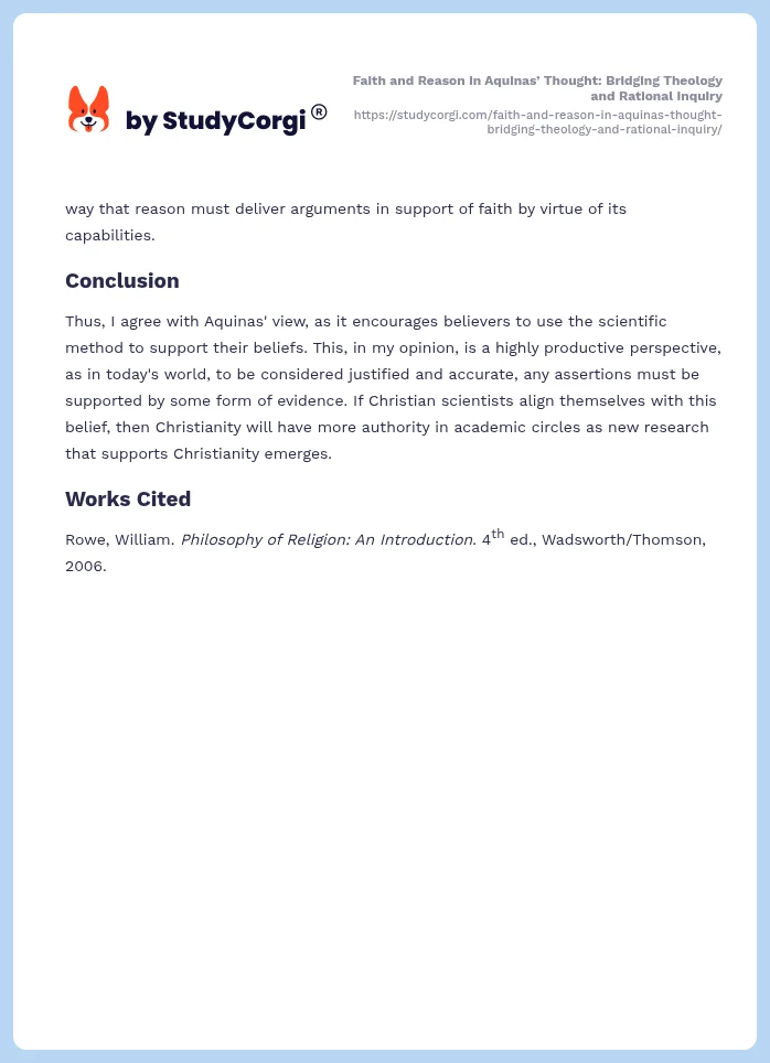 Faith and Reason in Aquinas’ Thought: Bridging Theology and Rational Inquiry. Page 2