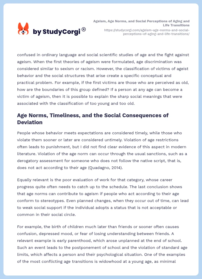 Ageism, Age Norms, and Social Perceptions of Aging and Life Transitions. Page 2