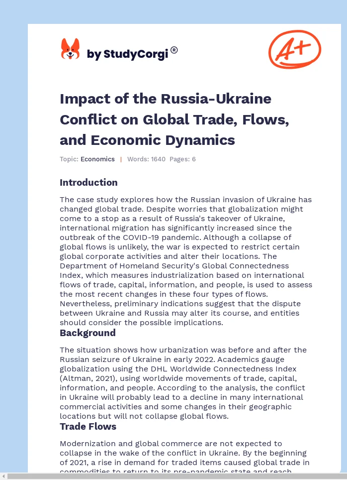 Impact of the Russia-Ukraine Conflict on Global Trade, Flows, and Economic Dynamics. Page 1