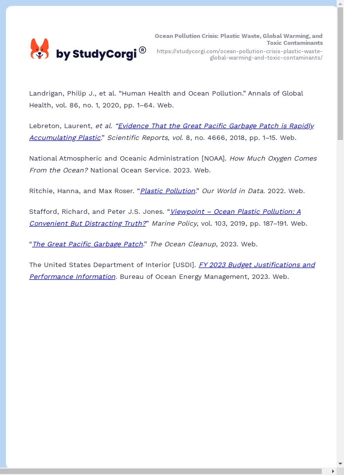 Ocean Pollution Crisis: Plastic Waste, Global Warming, and Toxic Contaminants. Page 2
