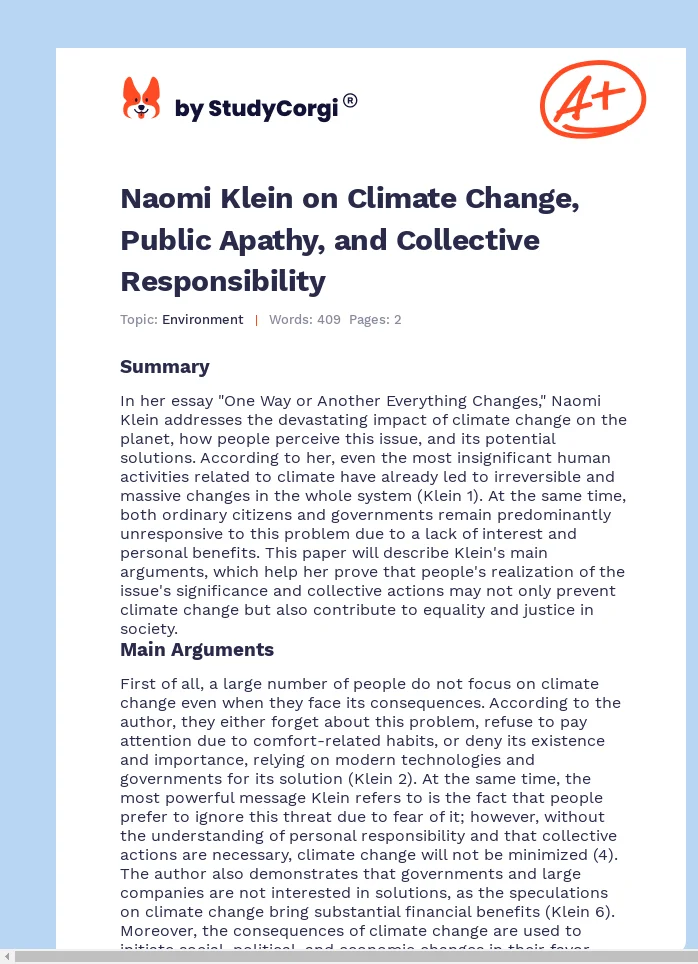 Naomi Klein on Climate Change, Public Apathy, and Collective Responsibility. Page 1