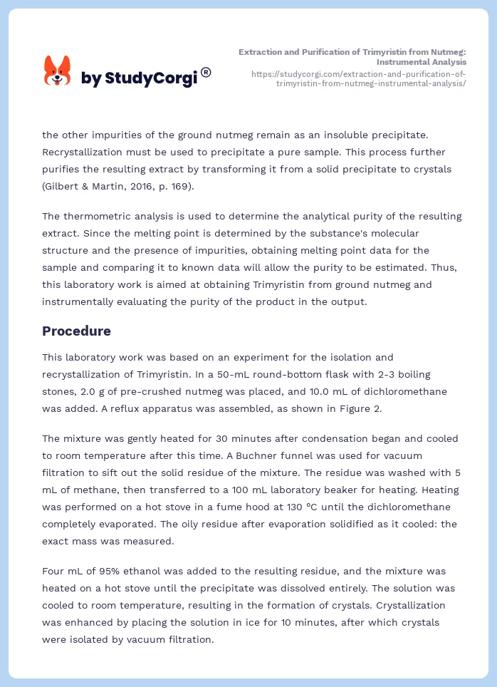 Extraction and Purification of Trimyristin from Nutmeg: Instrumental Analysis. Page 2