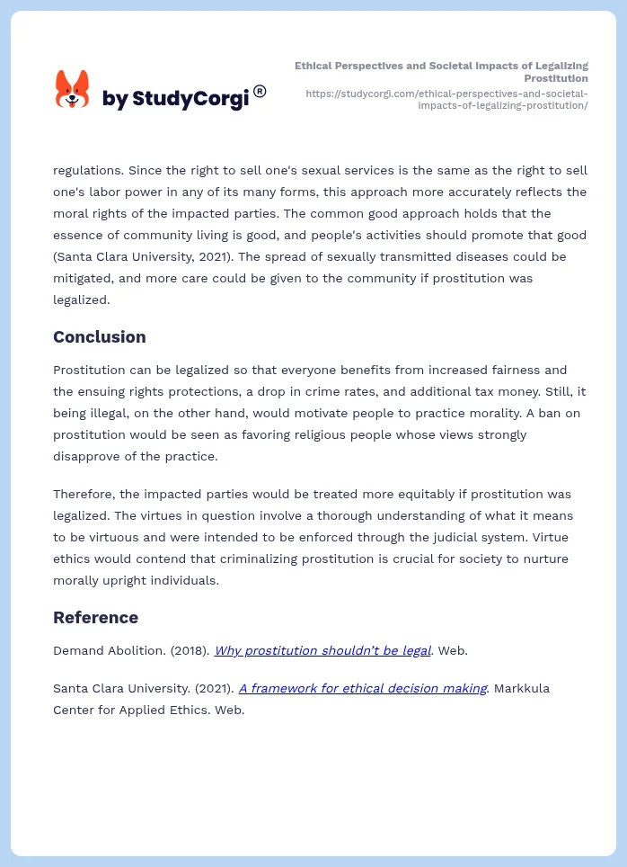 Ethical Perspectives and Societal Impacts of Legalizing Prostitution. Page 2