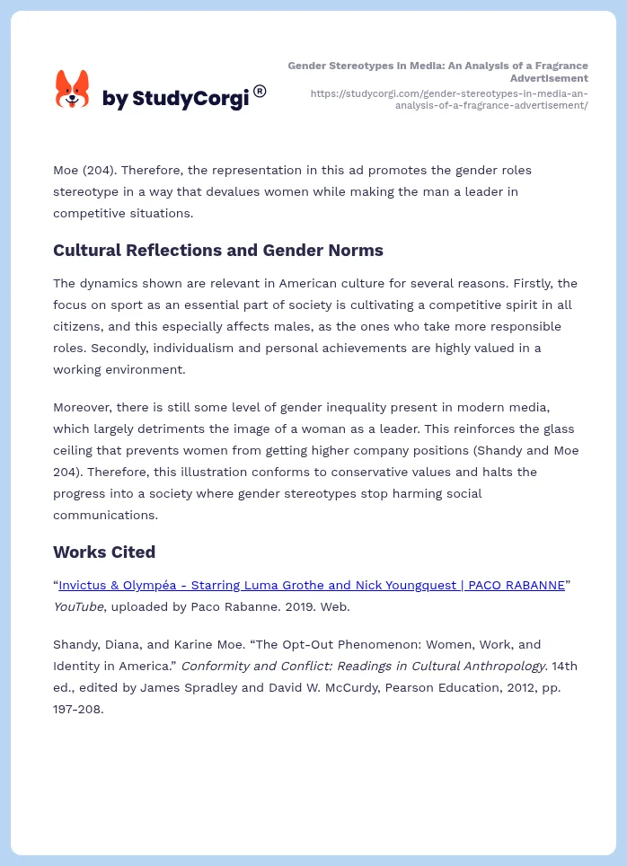Gender Stereotypes in Media: An Analysis of a Fragrance Advertisement. Page 2