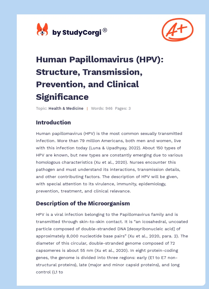 Human Papillomavirus (HPV): Structure, Transmission, Prevention, and Clinical Significance. Page 1