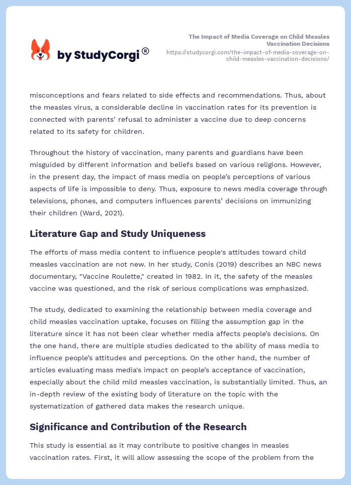 The Impact of Media Coverage on Child Measles Vaccination Decisions. Page 2